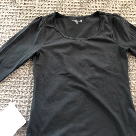 Ann Taylor Long Sleeve shirts -2 (one black/one white),  size small - Picture 3 of 6
